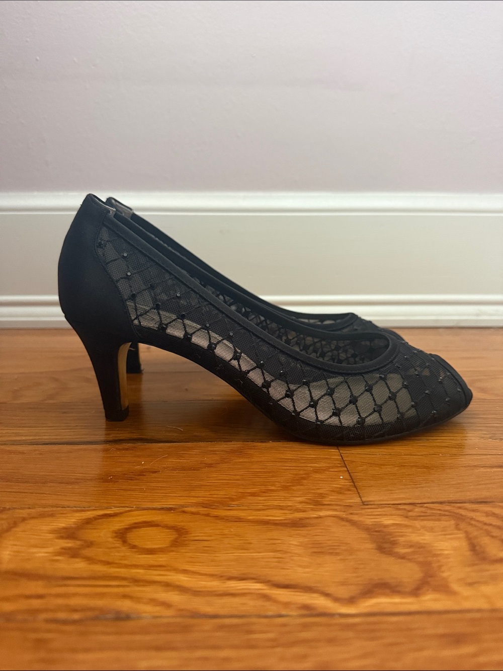 Adrianna Papell Black Mesh Pump